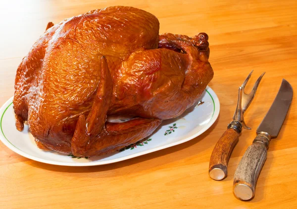 Smoked turkey on a plate — Stock Photo, Image