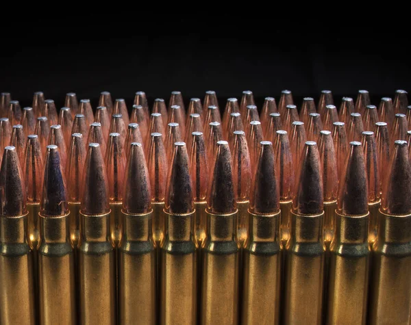 Rifle ammunition lined up — Stock Photo, Image