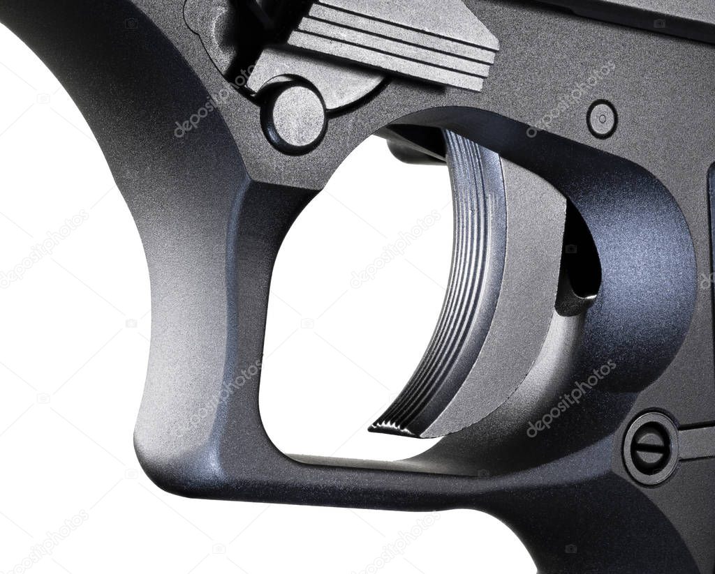 Pistol trigger on a white background