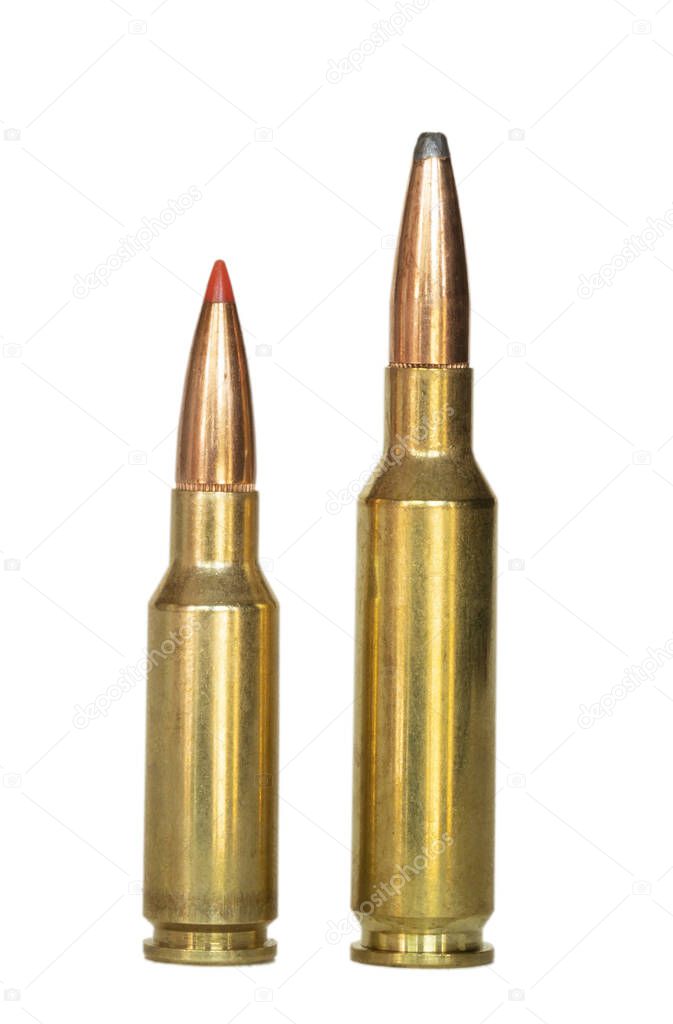 Rifle cartridges of the same bullet diameter