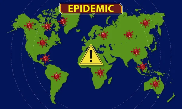 Ilustración Del Virus Epidémico Mundo — Vector de stock