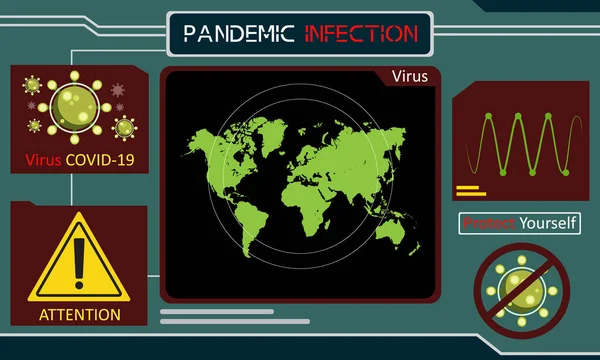 Pandemická Virová Infekce Infografická Budoucnost — Stockový vektor