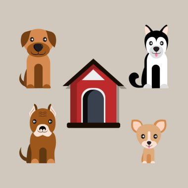 Bir dizi komik çizgi film köpeği.