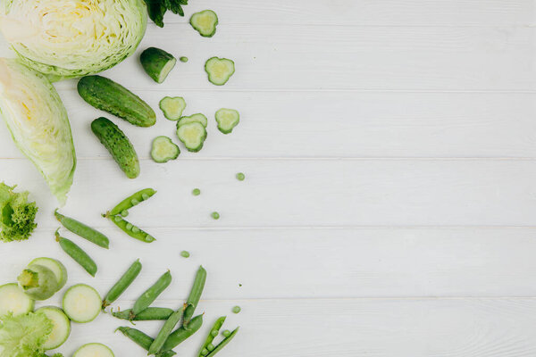 Food photography. Green vegetables on a white background. 