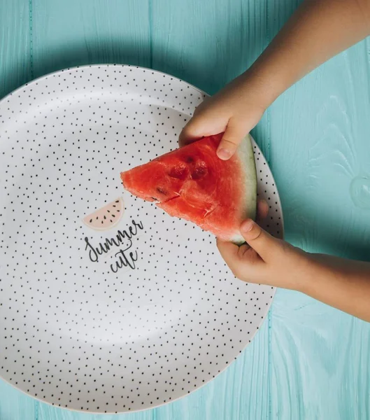 Food photography. Summer vibes. A piece of a watermelon