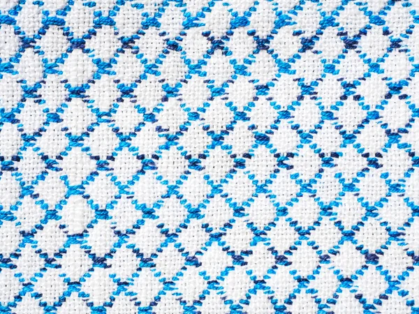 Primer Plano Textura Textil Forma Diamante Azul Blanco Fondo Fondo —  Fotos de Stock