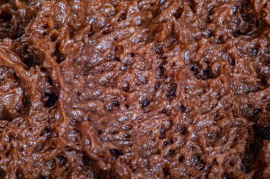 Çikolata dokusu, çikolatalı mus yakından görülüyor.