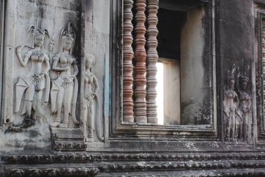 Angkor karmaşık Khmer sanatta. Güzel bir vin bir yakın çekim resmin