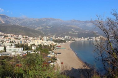 Panoramik, kış Karadağ şehir Budva