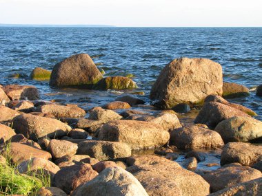 Yaz aylarında Kuzey nehrin taşlı kıyısı