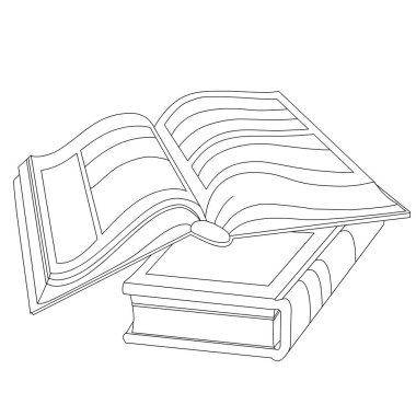 iki kitap vektör siyah beyaz çizim