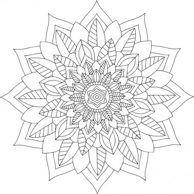 siyah ve beyaz online sanat. Geometrik yuvarlak çiçek süsleme