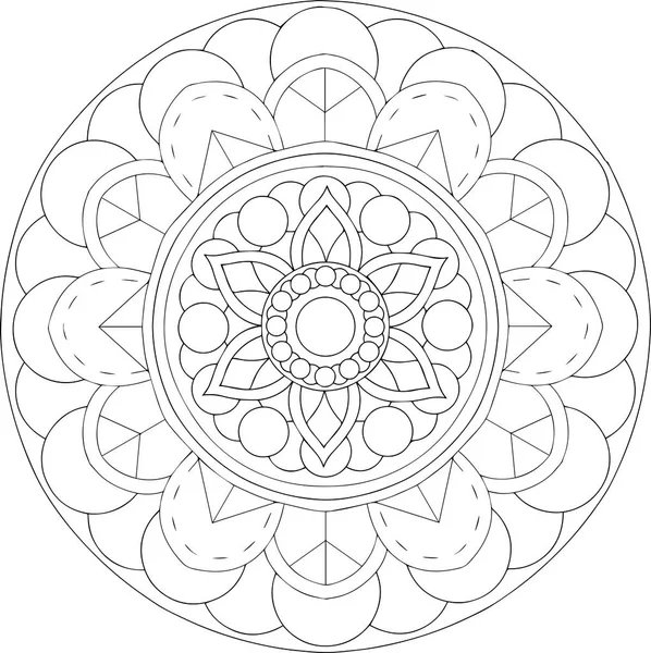 siyah ve beyaz online sanat. Geometrik yuvarlak çiçek süsleme