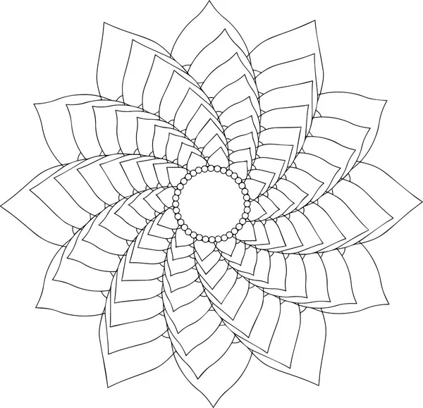 Svarta och vita online konst. Geometriska runda prydnad — Stock vektor