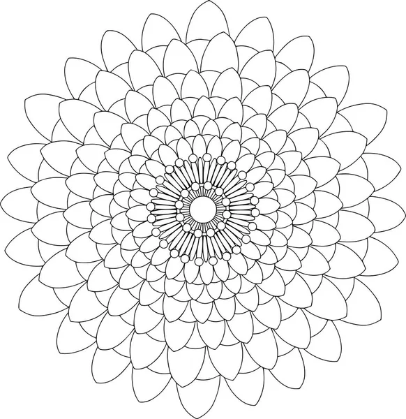 siyah ve beyaz online sanat. Geometrik yuvarlak çiçek süsleme