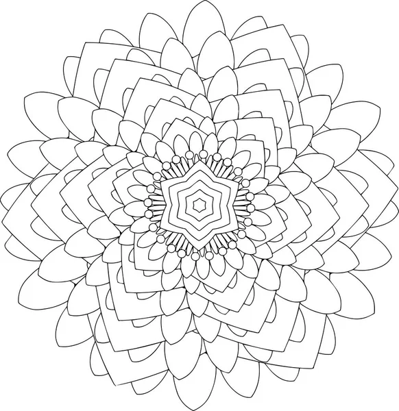 Arte en línea en blanco y negro. Ornamento geométrico redondo — Archivo Imágenes Vectoriales
