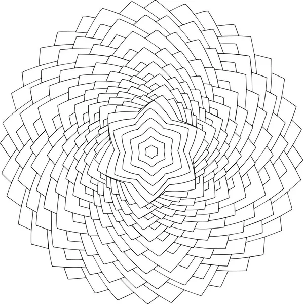Черно-белое онлайн-искусство. Геометрический круглый орнамент — стоковый вектор