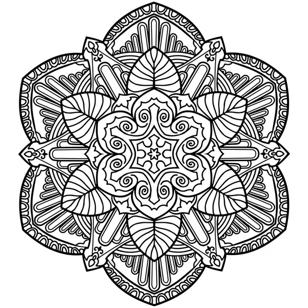 Ilustración de un mandala en blanco y negro — Vector de stock