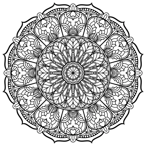 Ilustración de un mandala en blanco y negro — Vector de stock