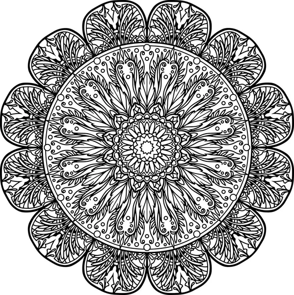 Ilustración de un mandala en blanco y negro — Vector de stock