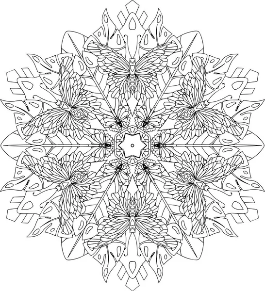 Illustrazione di un mandala in bianco e nero — Vettoriale Stock