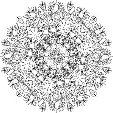 siyah ve beyaz bir mandala çizimi