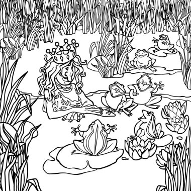 siyah ve beyaz vektör çizim Gölü ile