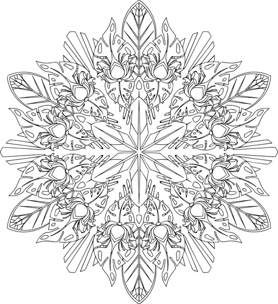 Illustration eines schwarz-weißen Mandalas — Stockvektor
