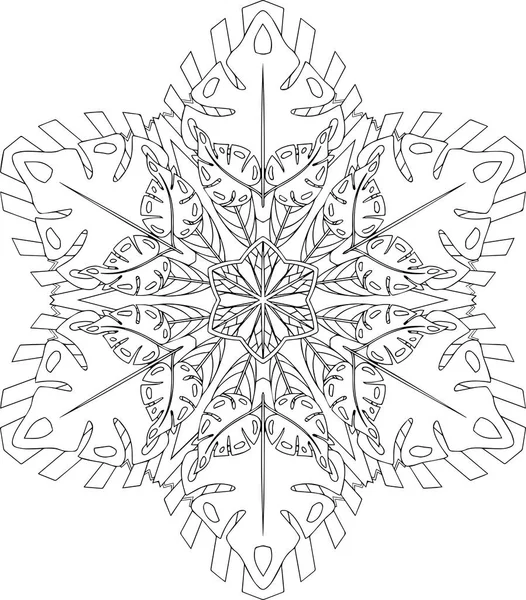 Ilustración de un mandala en blanco y negro — Vector de stock