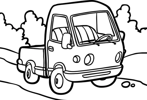 Imagem dos desenhos animados de um pequeno caminhão — Vetor de Stock