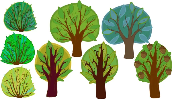 Ilustracja wektorowa drzew na białym tle — Wektor stockowy