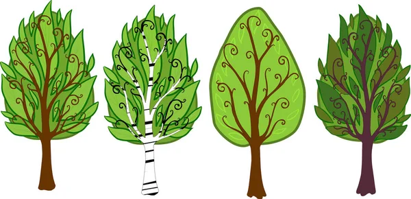 Illustrazione vettoriale di un albero su sfondo bianco — Vettoriale Stock
