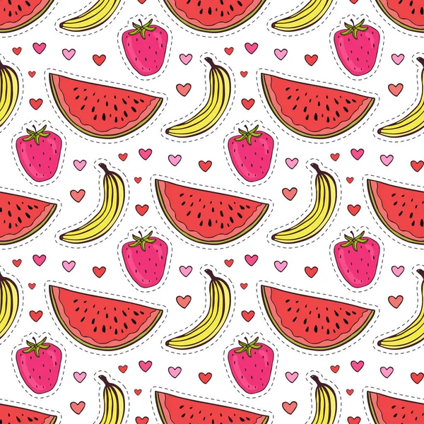 Doodle seamless pattern with fruits — Stock Vector