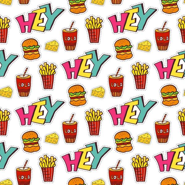 Fastfood modèle sans couture — Image vectorielle