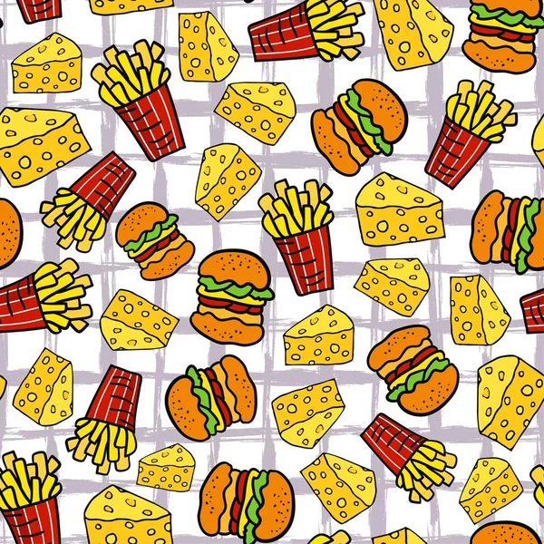 Fast food modèle sans couture — Image vectorielle