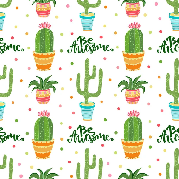 Cactuses seamless pattern — Stock Vector