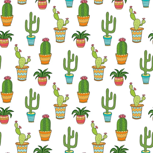 Cactus patrón sin costura — Vector de stock