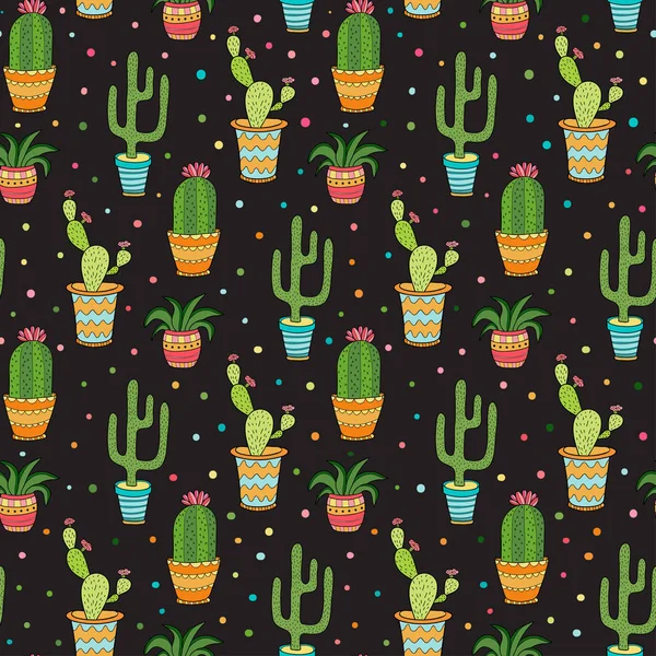 Cactuses seamless pattern — Stock Vector