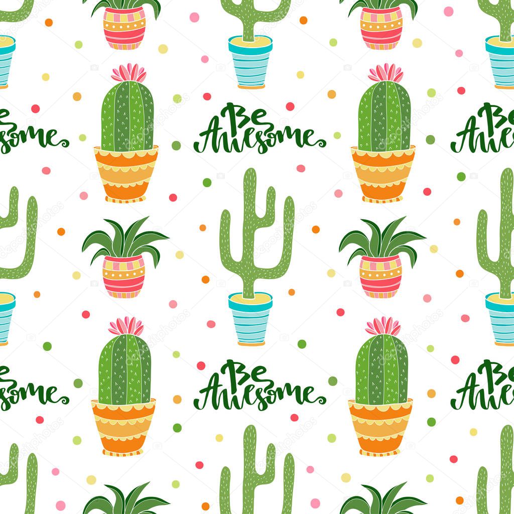 Cactuses seamless pattern