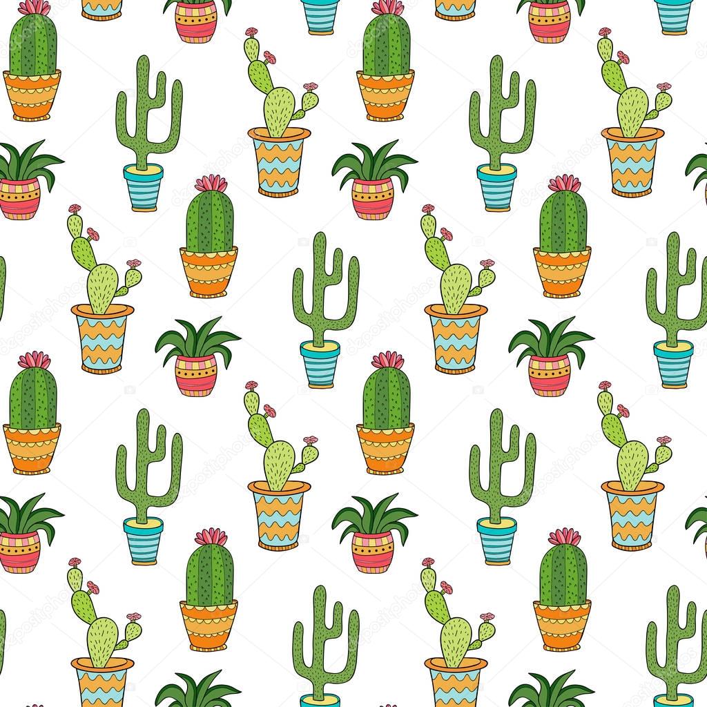 Cactuses seamless pattern