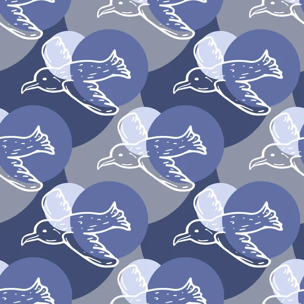 Seagull vektor sömlösa mönster på blå bakgrund. Textil eller tyg tyg textur design — Stock vektor