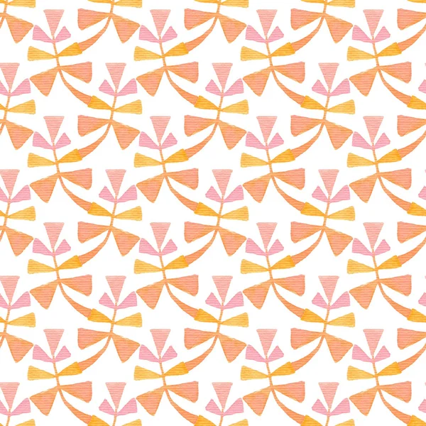 Watercolor graphic leaves seamless pattern. Hand paint background. Can be used for wrapping paper and fabric design