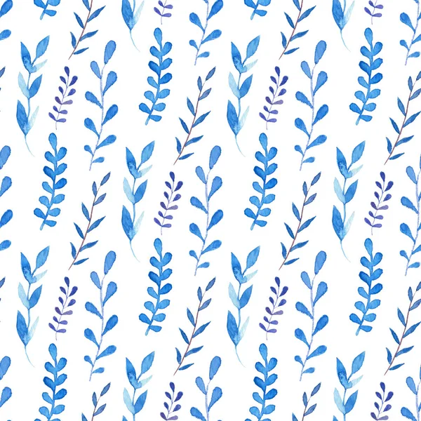 Watercolor Floral Seamless Pattern Bright Blue Background Can Used Wrapping — Stock Photo, Image