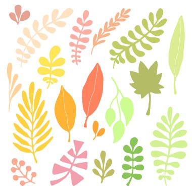 yaprakları siluet seti.