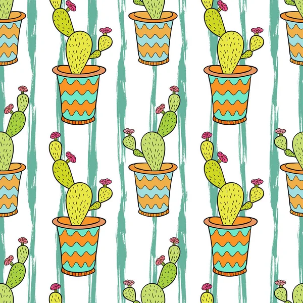 Cactuses seamless pattern — Stock Vector