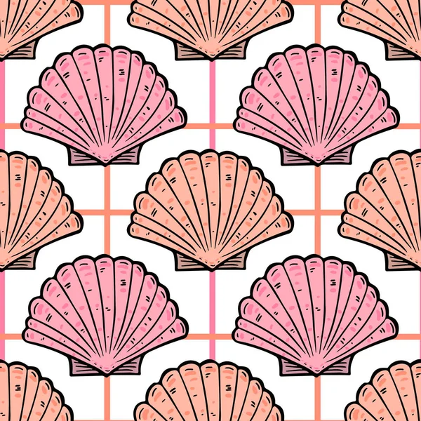 Conchas de mar patrón sin costura vintage . — Vector de stock