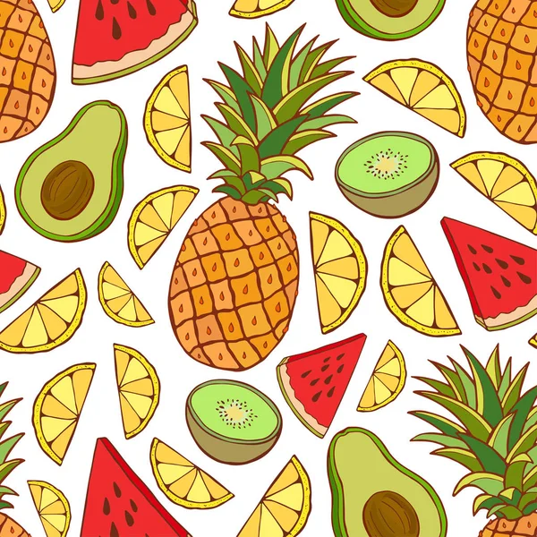 Modèle sans couture de fruits. — Image vectorielle