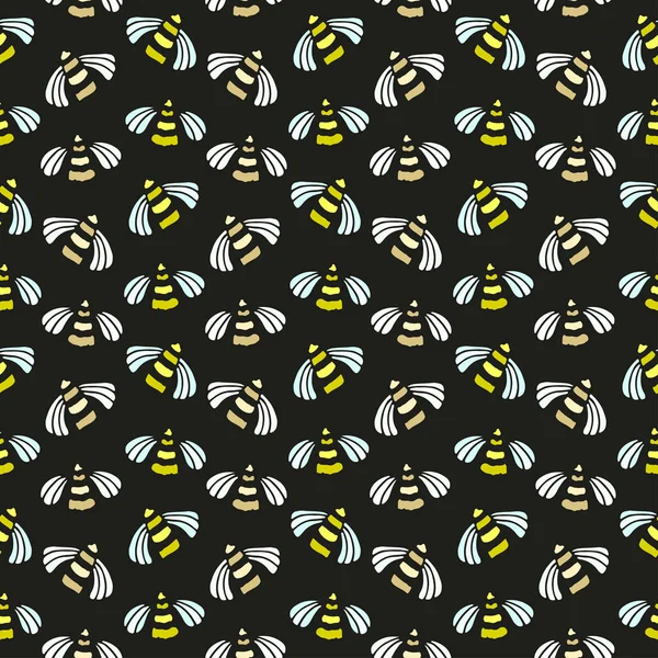 Bienen nahtlose Muster. — Stockvektor