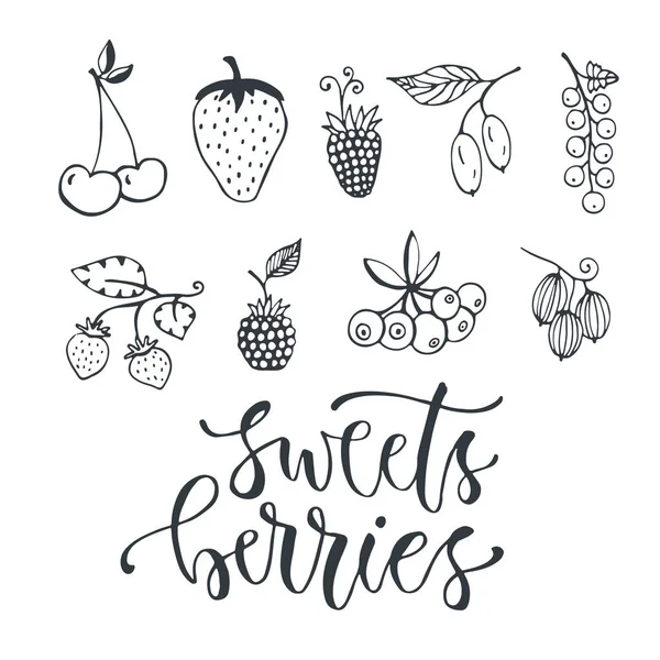 Fresas dulces ilustración dibujada a mano . — Vector de stock