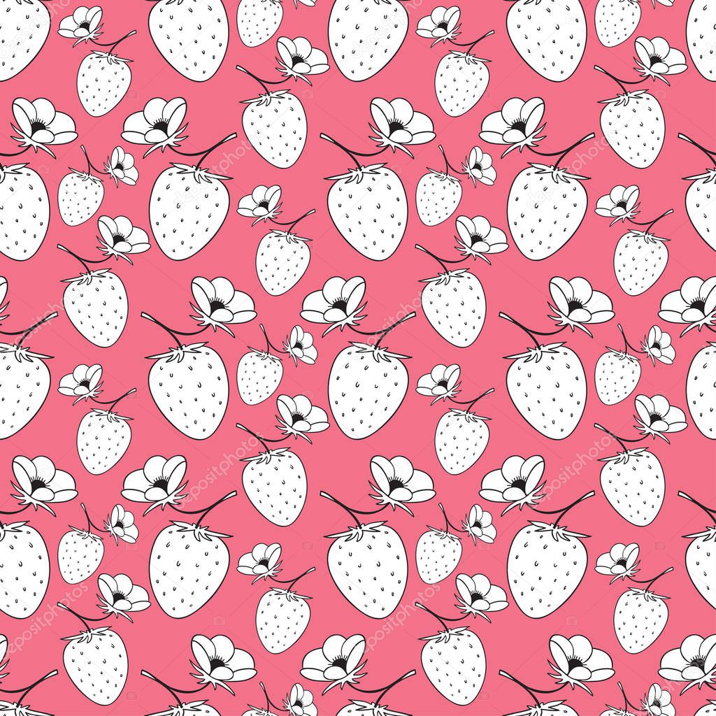 Seamless pattern with strawberries. 